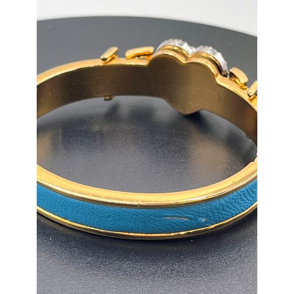 Juicy Couture Blue Leather Pave
Heart Hinged Gold Tone Buckle Bangle - Picture 3 of 9